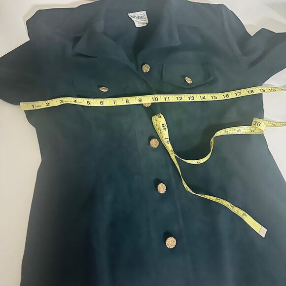 R & M Richards By Karen Kwong Button Up Two Piece Shirt Pants Set Size 8 Navy - Picture 6 of 10